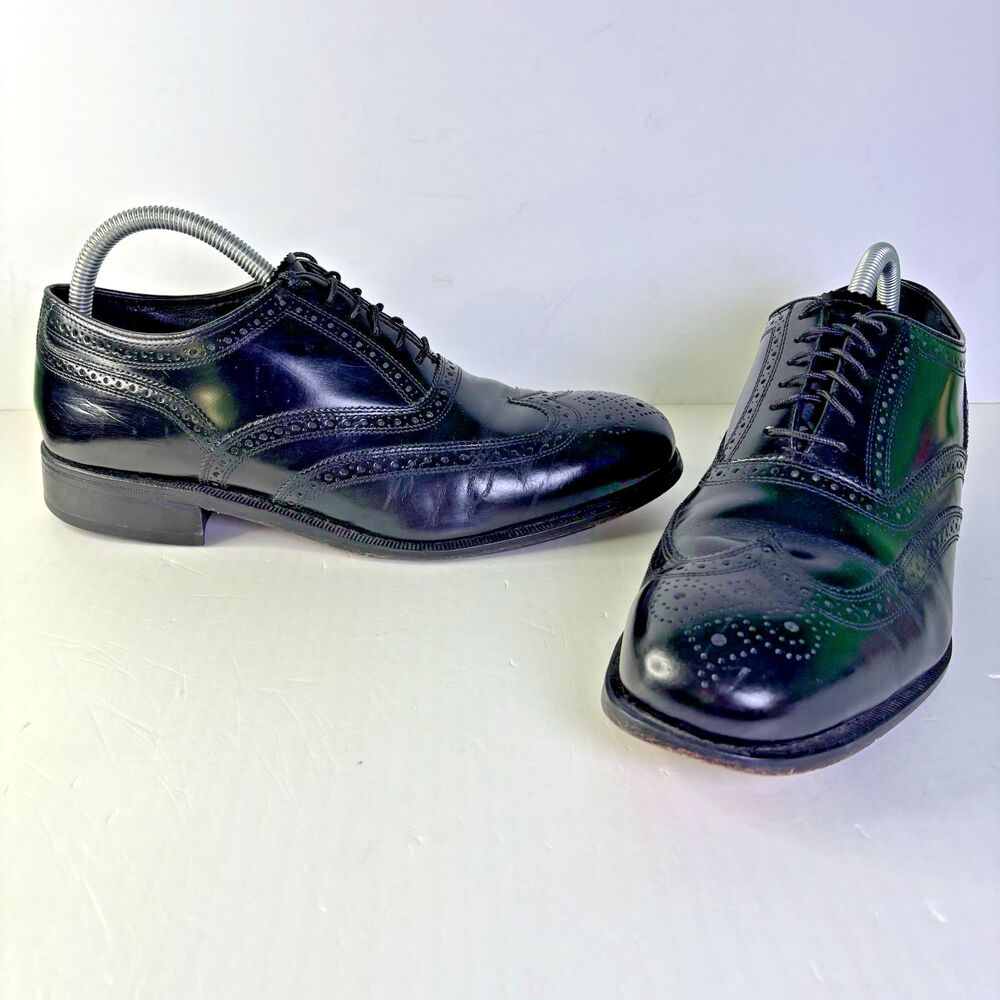 Florsheim Lexington Black Leather Wingtip Oxford Dress Shoes Men's Size 10 D